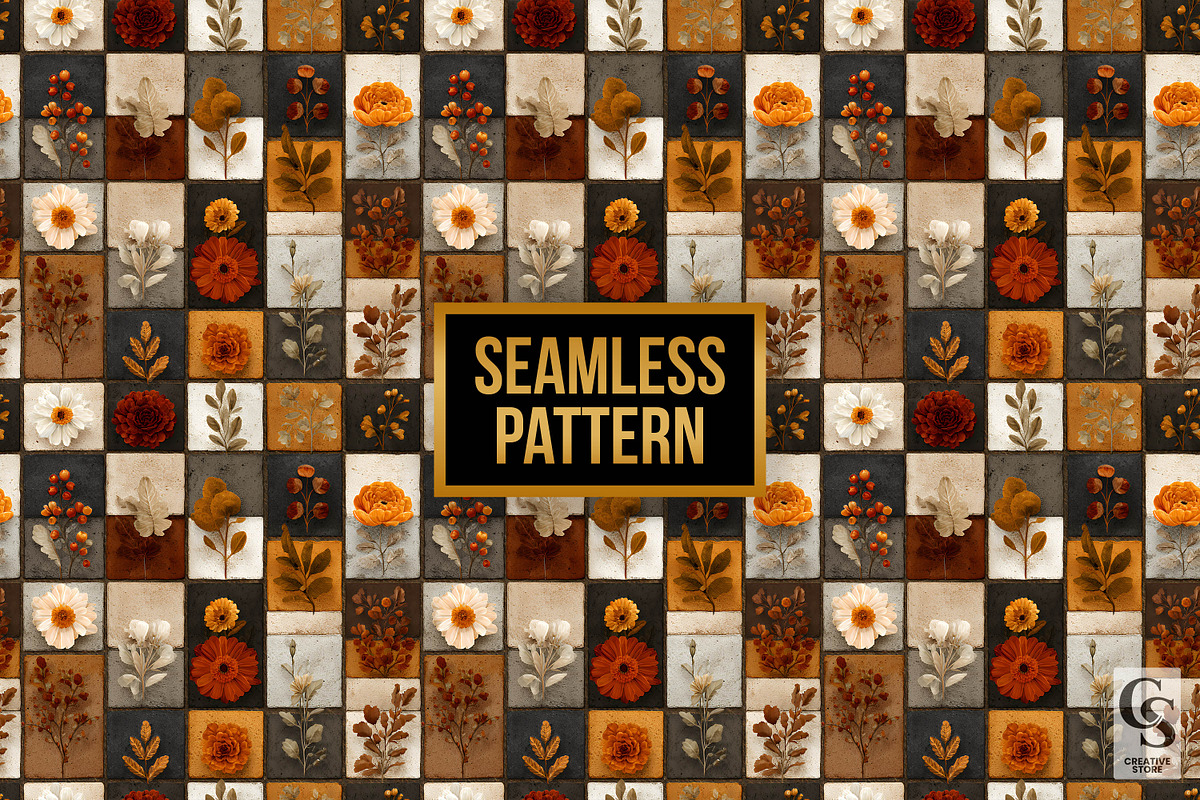 Boho Patchwork Floral Digital Papers, a Pattern Graphic by Creative Store (Photo 2 of 5)
