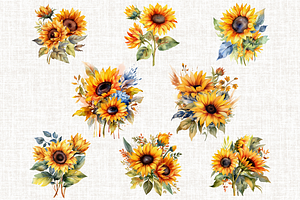 Sunflowers Bouquet Illustrations