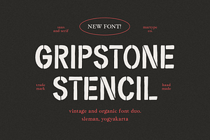 Gripstone Stencil - Vintage Font Duo, a Sans Serif Font by Martype