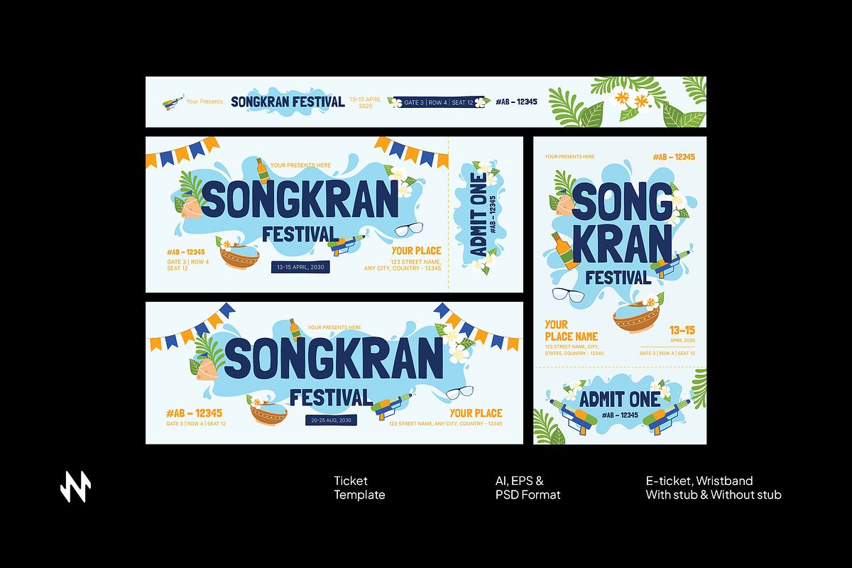 Songkran Festival Ticket, a Stationery Template by Neermana (Photo 1 of 4)