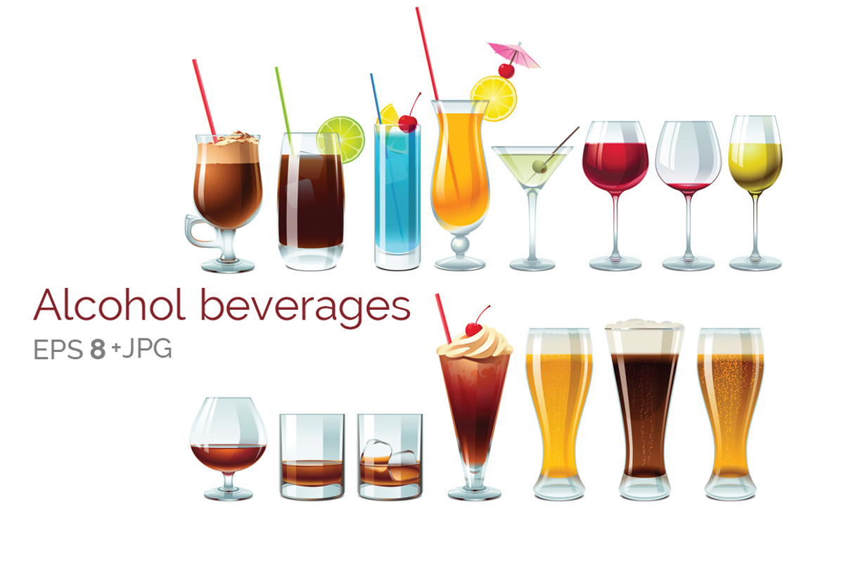 Alcohol beverages vector, an Object Graphic by ognivo