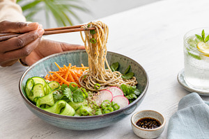 Hand holding chopsticks with cold no, a Photo by Dvoevnore photos