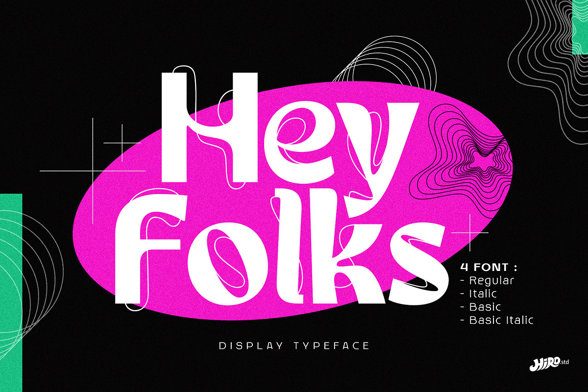 Hey Folks - Display Typeface, a Font by HIRO.std (Photo 1 of 10)