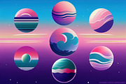 80s Vaporwave Planet Space Clipart, an Illustration by Paper Element (Thumbnail 2 of 7)
