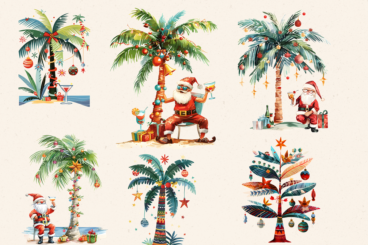 TROPICAL PALM CHRISTMAS CLIPART, a Seasonal Illustration by Daring Digies (Photo 3 of 7)