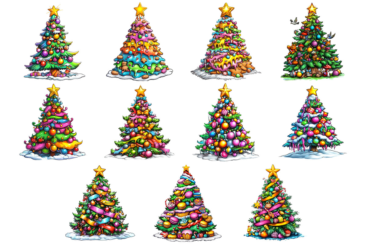 Quirky Christmas Tree Clipart, a Seasonal Illustration by CitraGraphics (Photo 2 of 4)