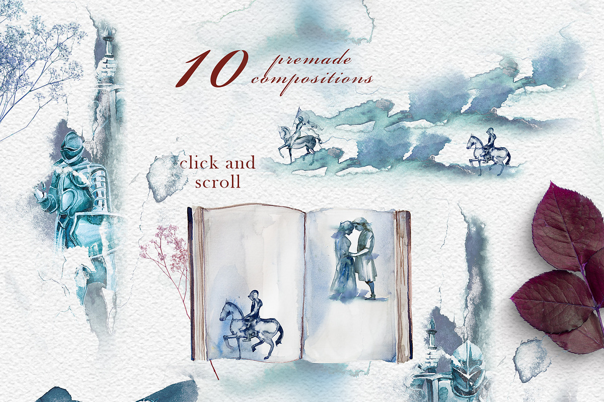 Watercolor Knight Clipart Set, a Person Illustration by ArtCreationsDesign (Photo 5 of 10)