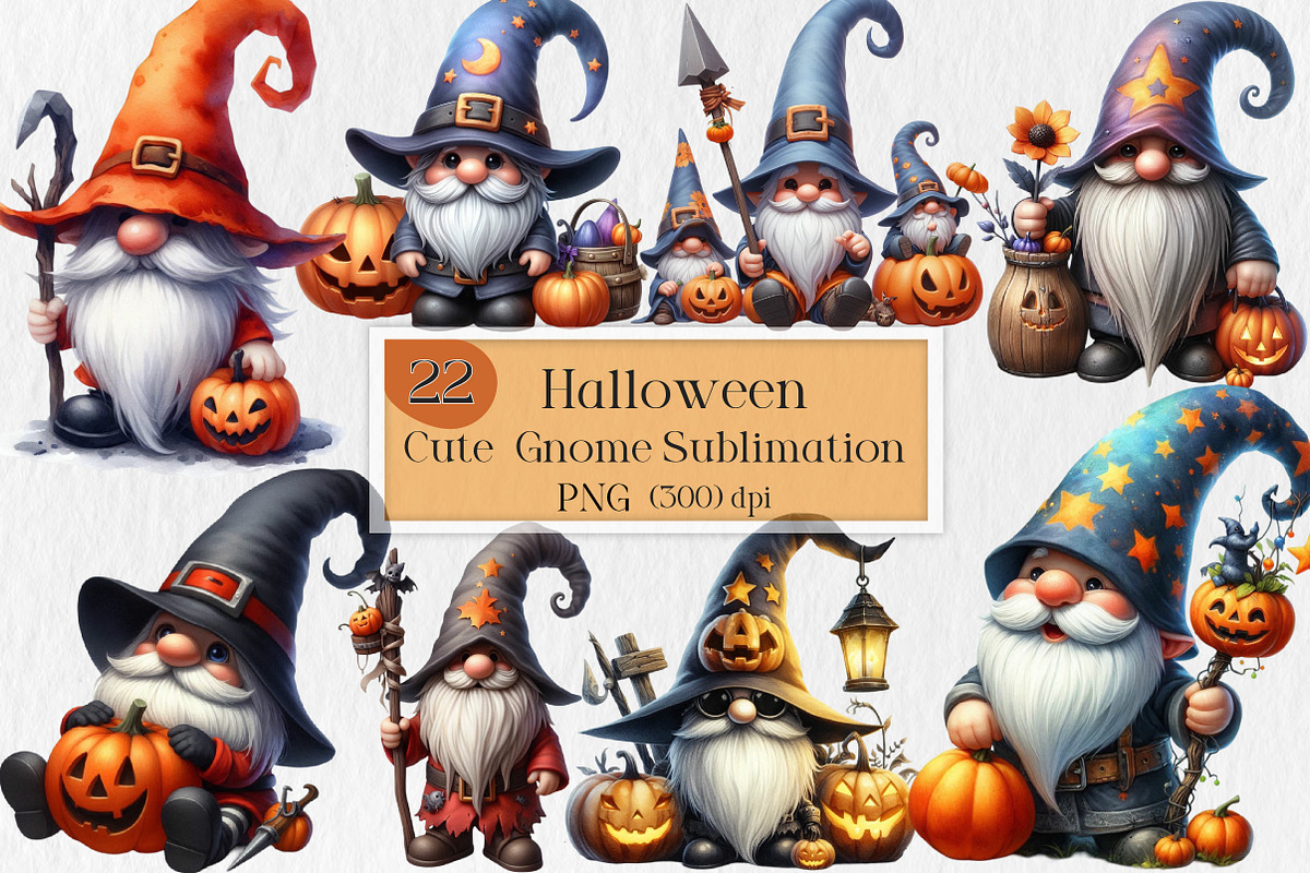 Halloween Cute  Gnome Clipart, an Illustration by Creative Art (Photo 1 of 4)