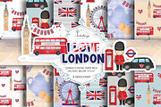 Watercolor I love London digital pap, a Pattern Graphic by designloverstudio (Thumbnail 1 of 7)