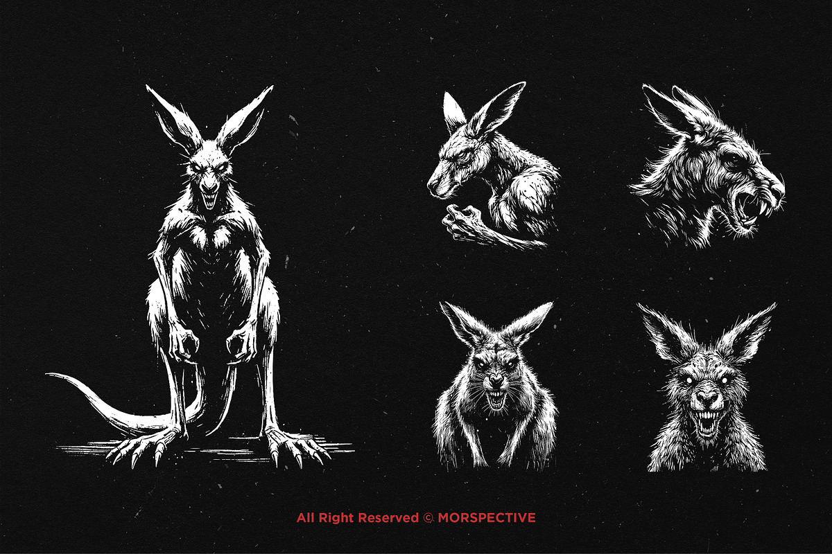10 Bundle Dark Art Kangaroo Animal, an Illustration by Morspective (Photo 5 of 7)