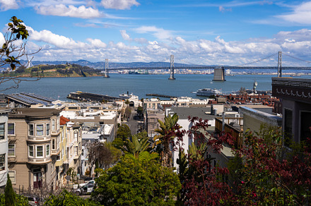Panoramic view of San Francisco Bay and downtown skyline, USA, an Architecture Photo by GoodGoods