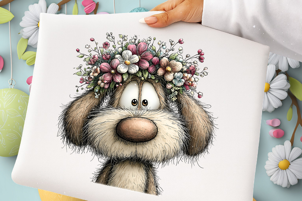 Whimsical Floral Dog Clipart Bundle, an Illustration by GatewayDesign (Photo 3 of 5)