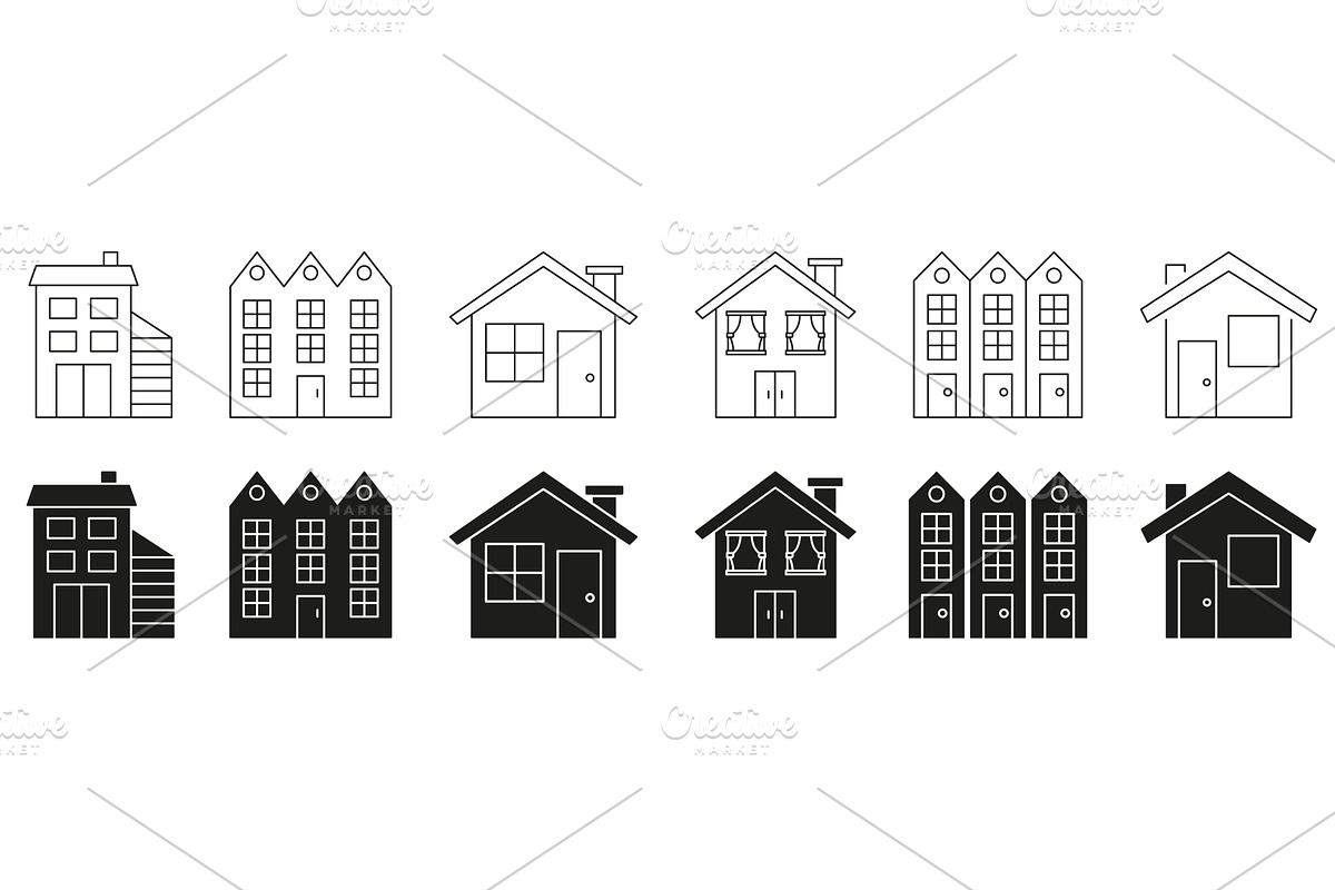 Various House Designs Icons, an Object Illustration by Gentle Studio