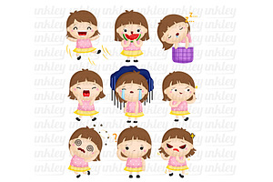 Emotional Girl Clipart - Cute Kids