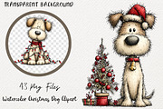Watercolor Christmas Dog Clipart PNG, a Transportation Illustration by Digital Artistic99 (Thumbnail 1 of 8)