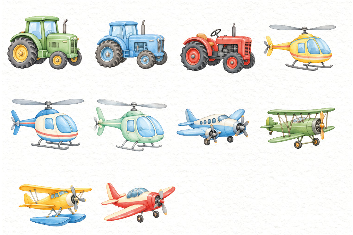 Watercolor Transportation Clipart, a Transportation Illustration by Villa 11 Estudio (Photo 5 of 8)