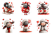 Funny Valentine Sheep Clipart, an Illustration by CreationArt (Thumbnail 2 of 6)
