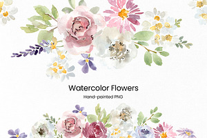 Watercolor Hand-painted Pale Flowers