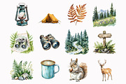 Watercolor Camping Clipart, a Seasonal Illustration by Design Market (Thumbnail 2 of 4)