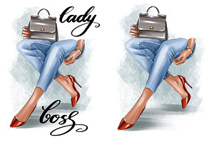 Lady Boss Clipart, Legs In Jeans Png