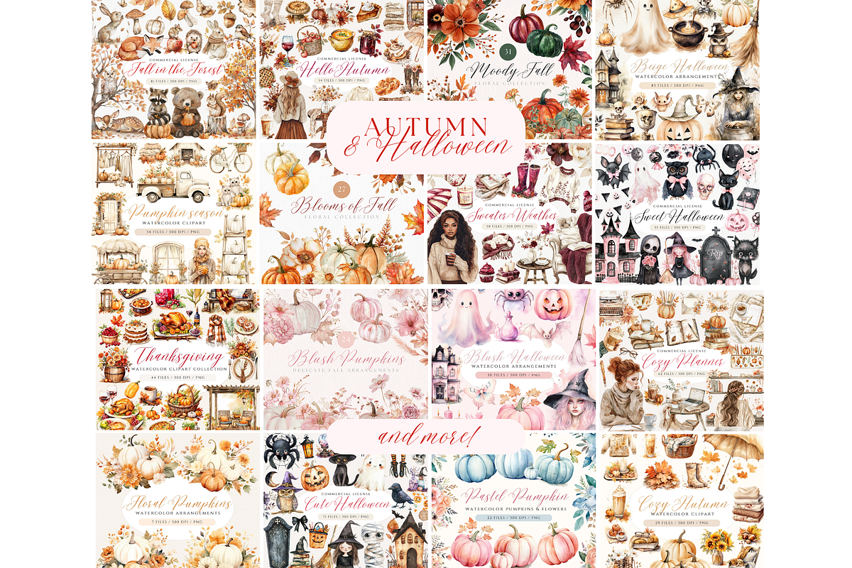 Watercolor Clipart Whole Shop Bundle, a Seasonal Illustration by ClipArtCharm (Photo 9 of 9)