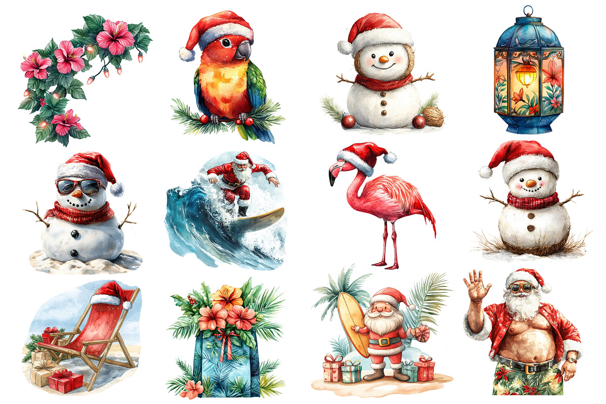 Tropical Christmas Clipart PNG, an Illustration by Dream Creation (Photo 2 of 5)