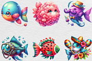 Quirky Whimsical Summer Fishes Clipa, an Illustration by Black Bird Studio (Thumbnail 2 of 6)