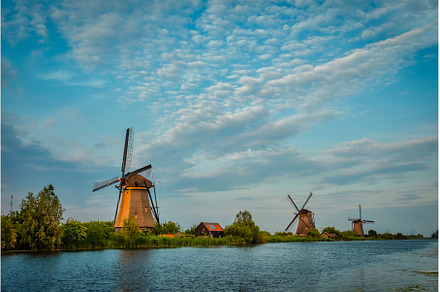 Windmills at Kinderdijk in Holland, an Architecture Photo by f9photos
