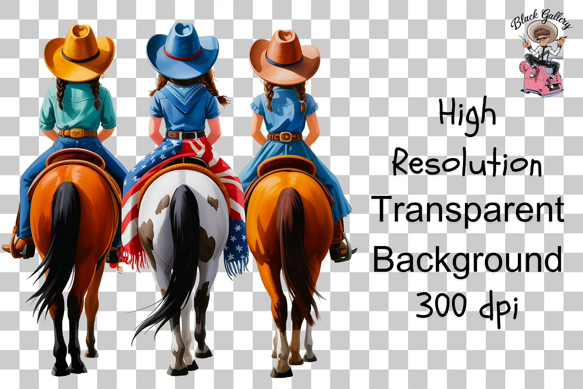 10 Patriotic Cowgirls PNG Clipart, a Graphic by Clipart Bloom (Photo 11 of 11)