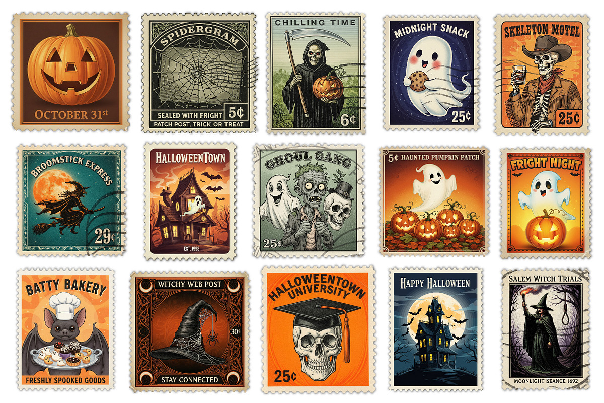 Halloween Postage Stamps Clipart, an Illustration by Dream Creation (Photo 2 of 5)