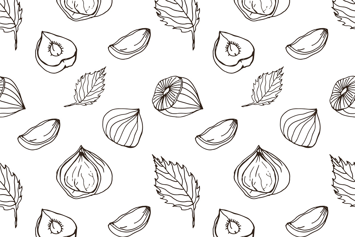 Nuts set + seamless patterns, a Food Illustration by Good Studio (Photo 6 of 8)
