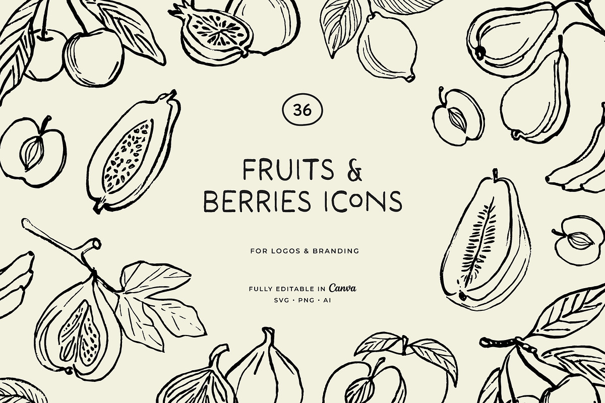 FRUITS line art illustrations, a Food Illustration by Crocus Paperi (Photo 1 of 5)