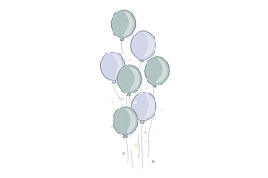 Blue balloons bunch vector, an Object Illustration by Toltemara