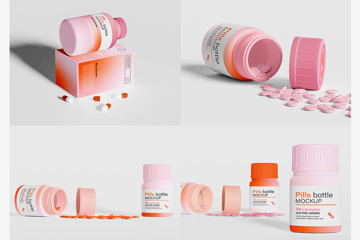 Pill Bottle Packaging Mockup Set, a Packaging Mockup by Mego-studio (Photo 9 of 10)
