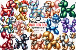 Watercolor Balloon Dog Clipart, an Illustration by Canvas Craft