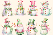 Pastel snowman watercolour clipart, a Decorative Illustration by Hello My Print (Thumbnail 6 of 10)