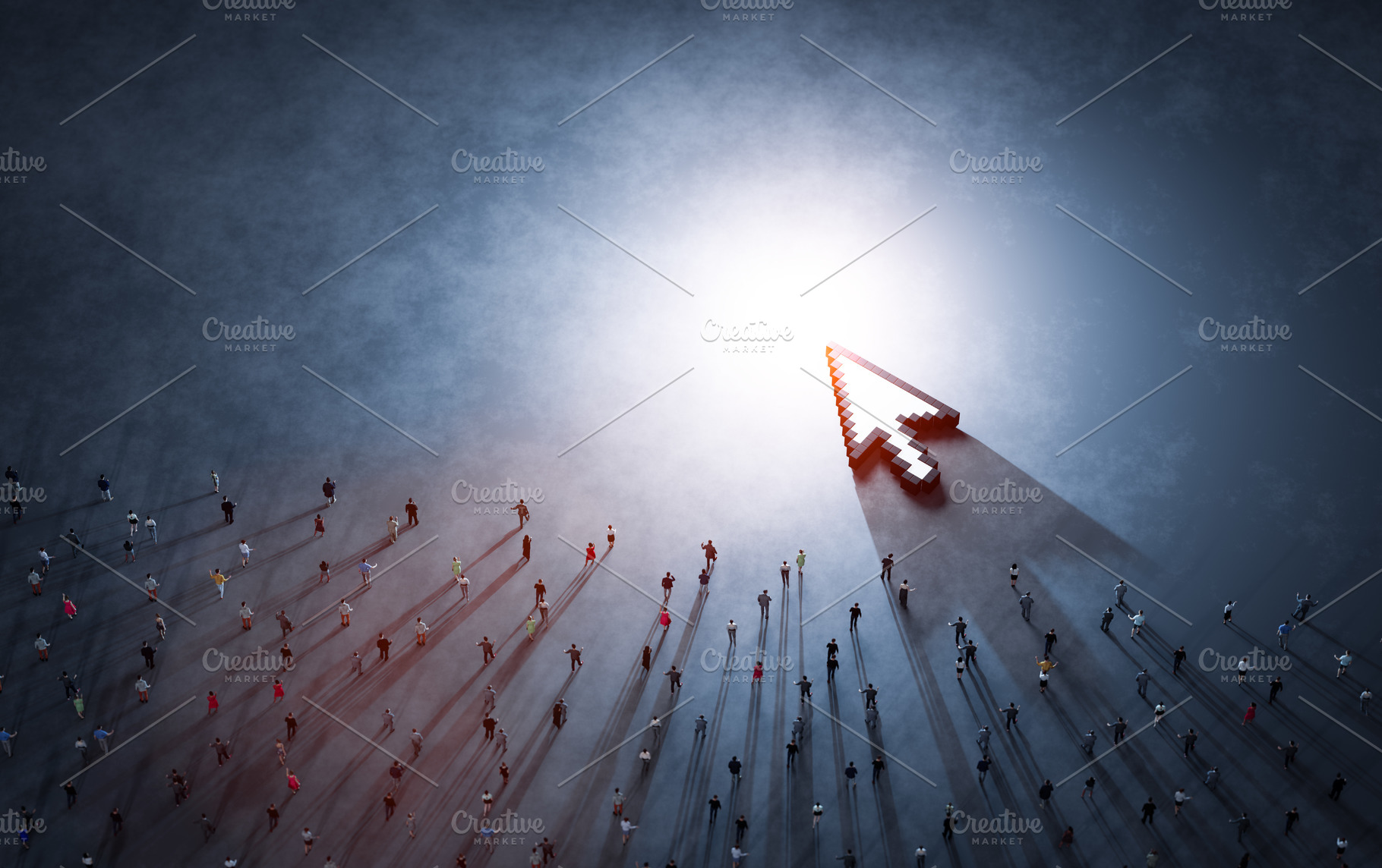 Crowd of people and digital cursor., a Technology Photo by Photocreo Michal Bednarek