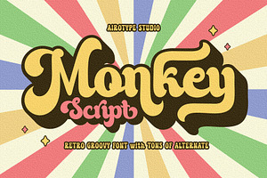 Monkey Script - Groovy Retro Font, a Script Font by Airotype