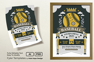 Baseball Tournament Flyer Template, a Flyer Template by Hole Hope Design