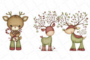 Christmas Cute Reindeer Clipart, an Illustration by DreamPrint404 (Thumbnail 4 of 6)