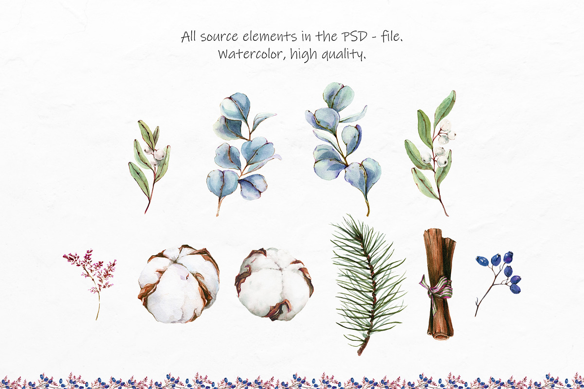 Watercolor Winter Wreaths | Clipart, an Illustration by Fresh-shop (Photo 5 of 9)