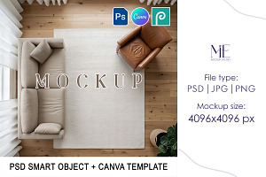 Rug Mockup Living Room Carpet, a Mockup by Mie Mockup Studio