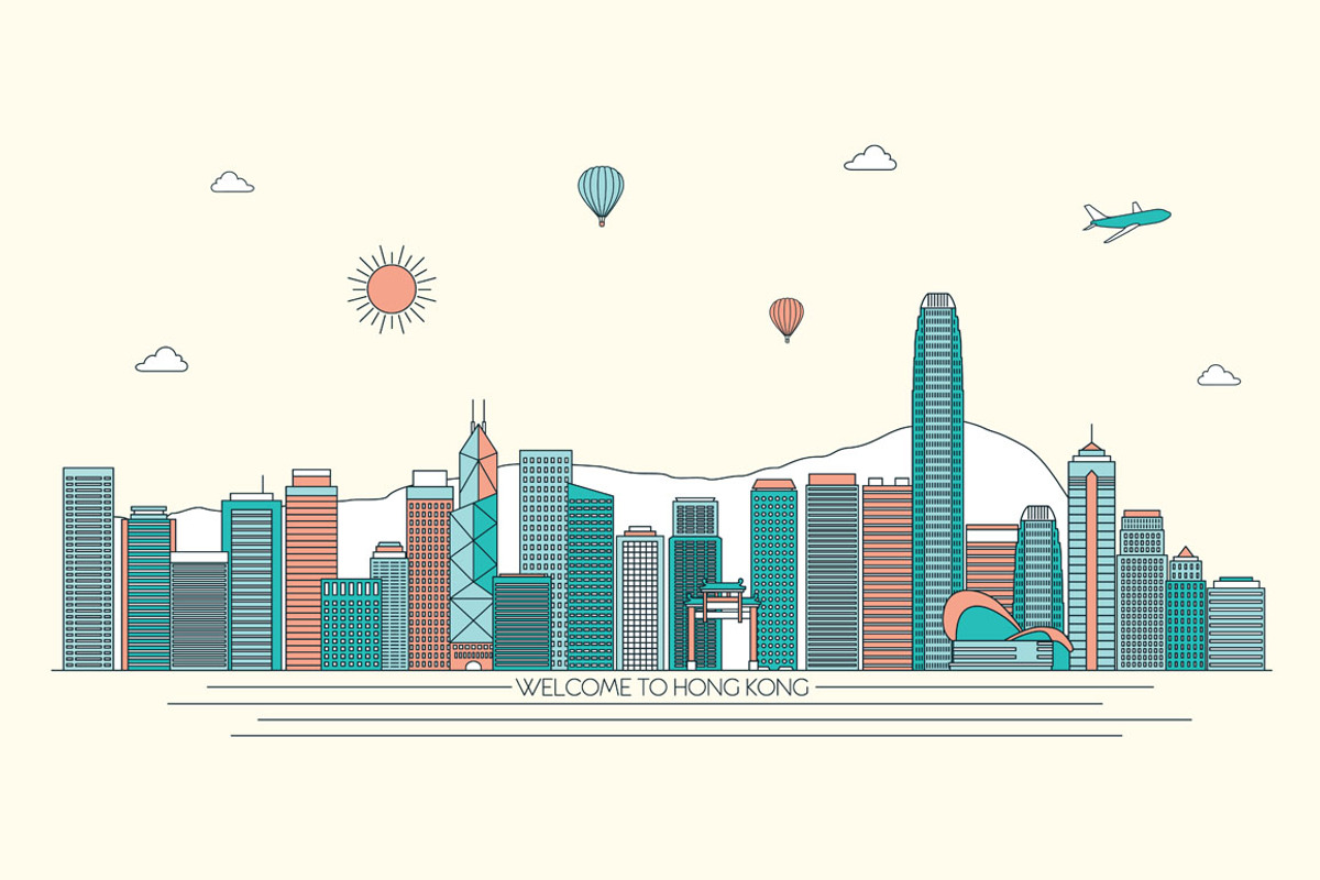 Hong Kong line art skyline, a Finance Illustration by LisaKolbasa (Photo 3 of 3)