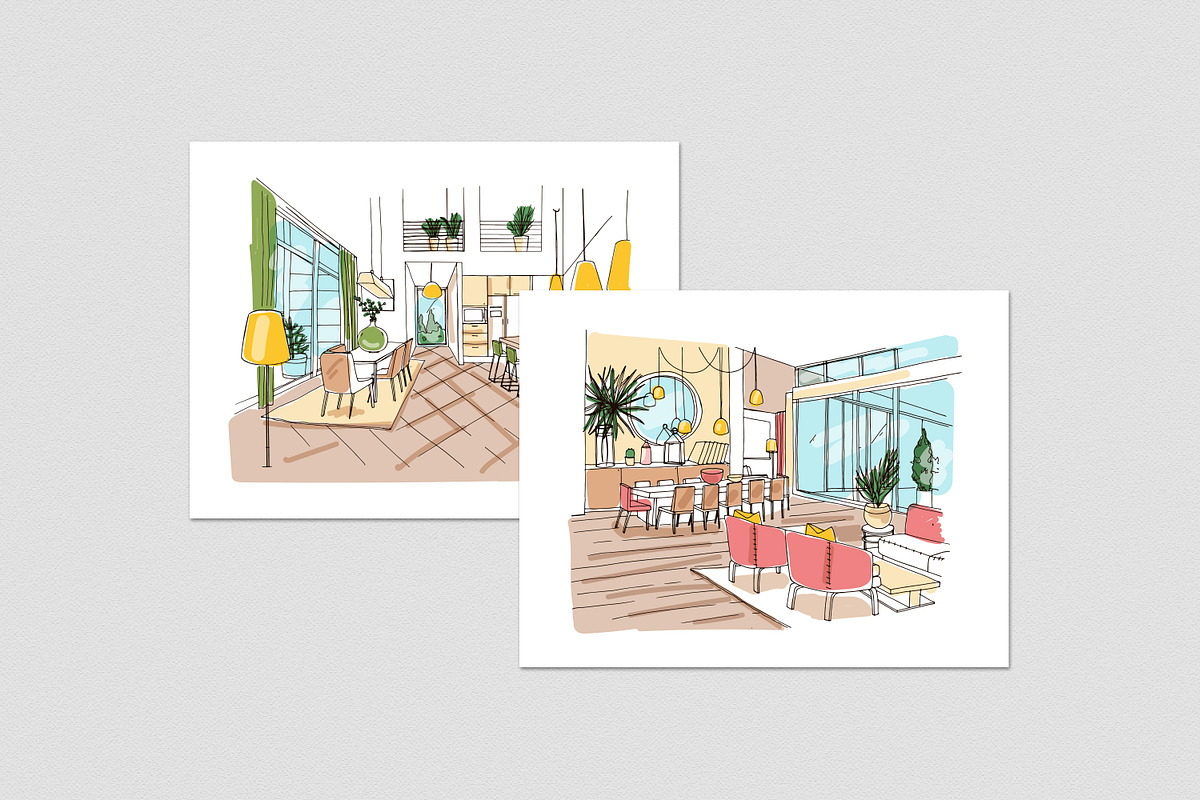 Cottage hand drawn interior, a Decorative Illustration by Good Studio (Photo 3 of 5)