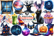 Watercolor Halloween Evening Clipart, an Illustration by Canvas Craft (Thumbnail 1 of 8)