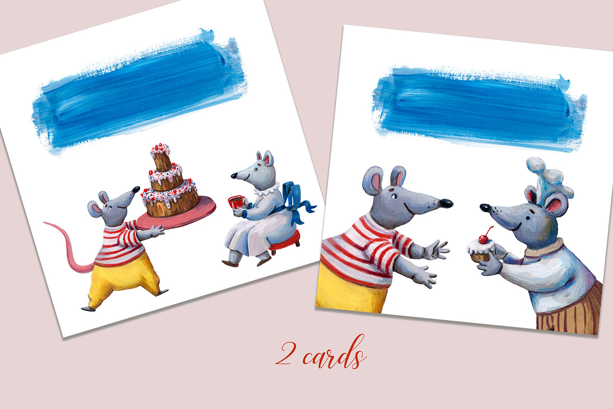 Mice Chefs - Gouache Clipart Set, an Animal Illustration by Mashamashastu (Photo 7 of 10)