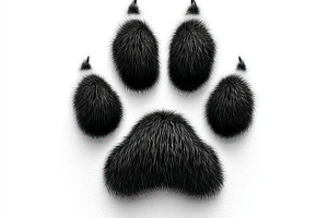 Fluffy black animal paw print made of realistic fur texture on w, an Animal Photo by José Manuel Gelpi