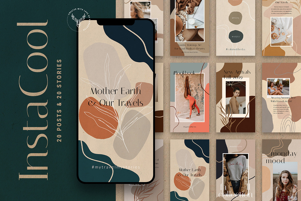 #InstaCool Instagram Posts & Stories, a Social Media Template by SilverStag Type Foundry (Photo 1 of 28)