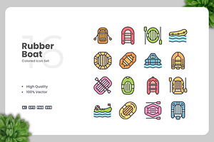 Rubber Boat Colored Icons, an Icon by Upnowgraphic