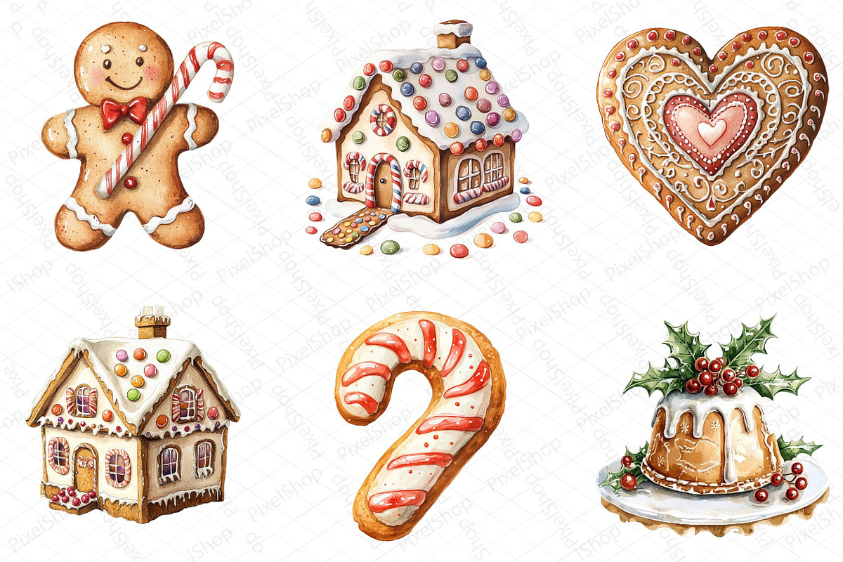 Christmas Gingerbread Clipart Bundle, an Illustration by DreamPrint404 (Photo 3 of 6)